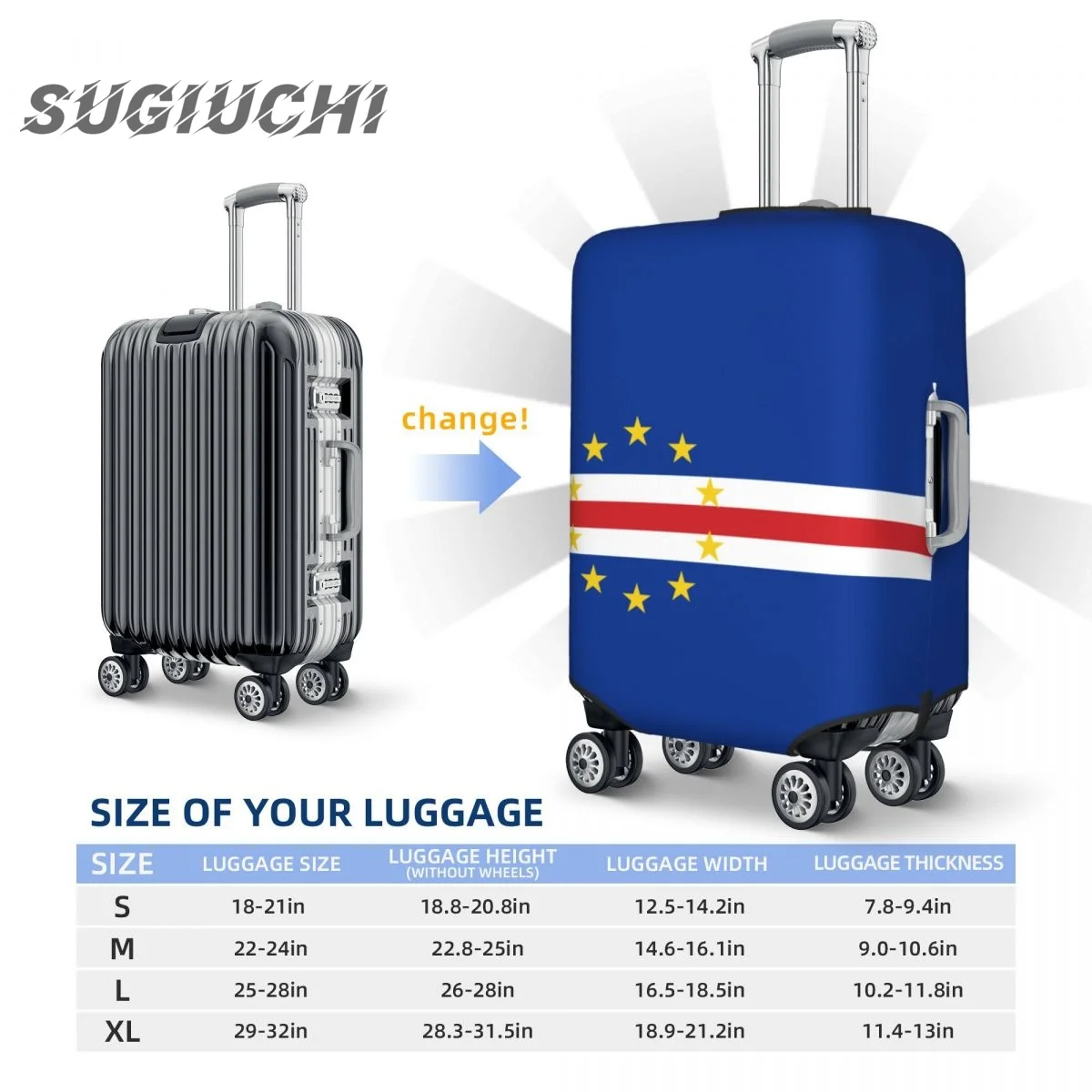 Cape Verde Country Flag Luggage Cover Suitcase Travel Accessories Printed Elastic Dust Cover Bag Trolley Case Protective