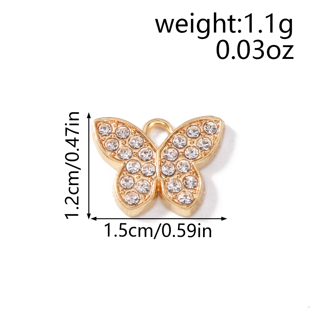 Tusember 10 Stück 12x15mm Gold- und Silberfarbene Kristall-Schmetterlings-Anhänger für Anhänger, Ohrringe, Armbänder, Schmuckherstellung, DIY-Zubehör – Detail 1
