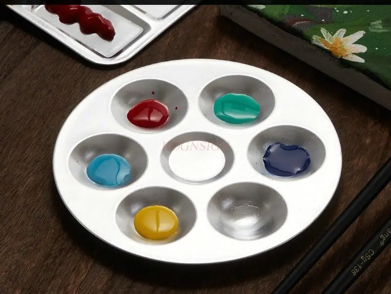 

Алюминиевая палитра пигментов для рисования, металлическая цветовая палитра, керамические инструменты, алюминиевая цветовая палитра, студент