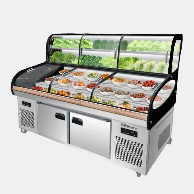 FL Island Style Refrigerated Cabinet Wide View Open Chiller For Grocery Store Frozen Fruit Vegetable Display Merchandising Unit