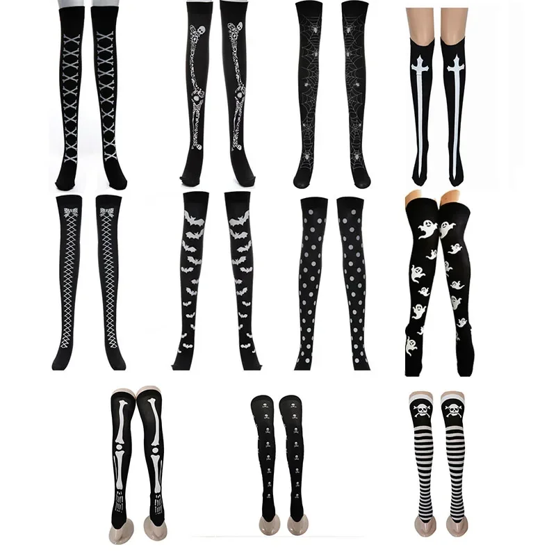 

Halloween Socks Skeleton Long Knee High Socks Costume Masquerade Carnival Cosplay Soft Thigh High Socks Sexy Stockings