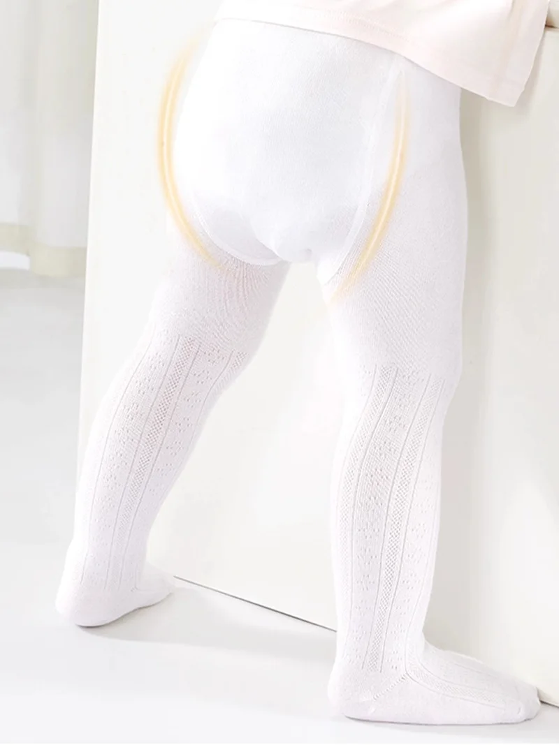 AIBEDILA Children's Tights For Girls Solid Knitted Infant Baby Tights Thin Casual White Grey Toddler Pantyhose Stockings 4-6Y