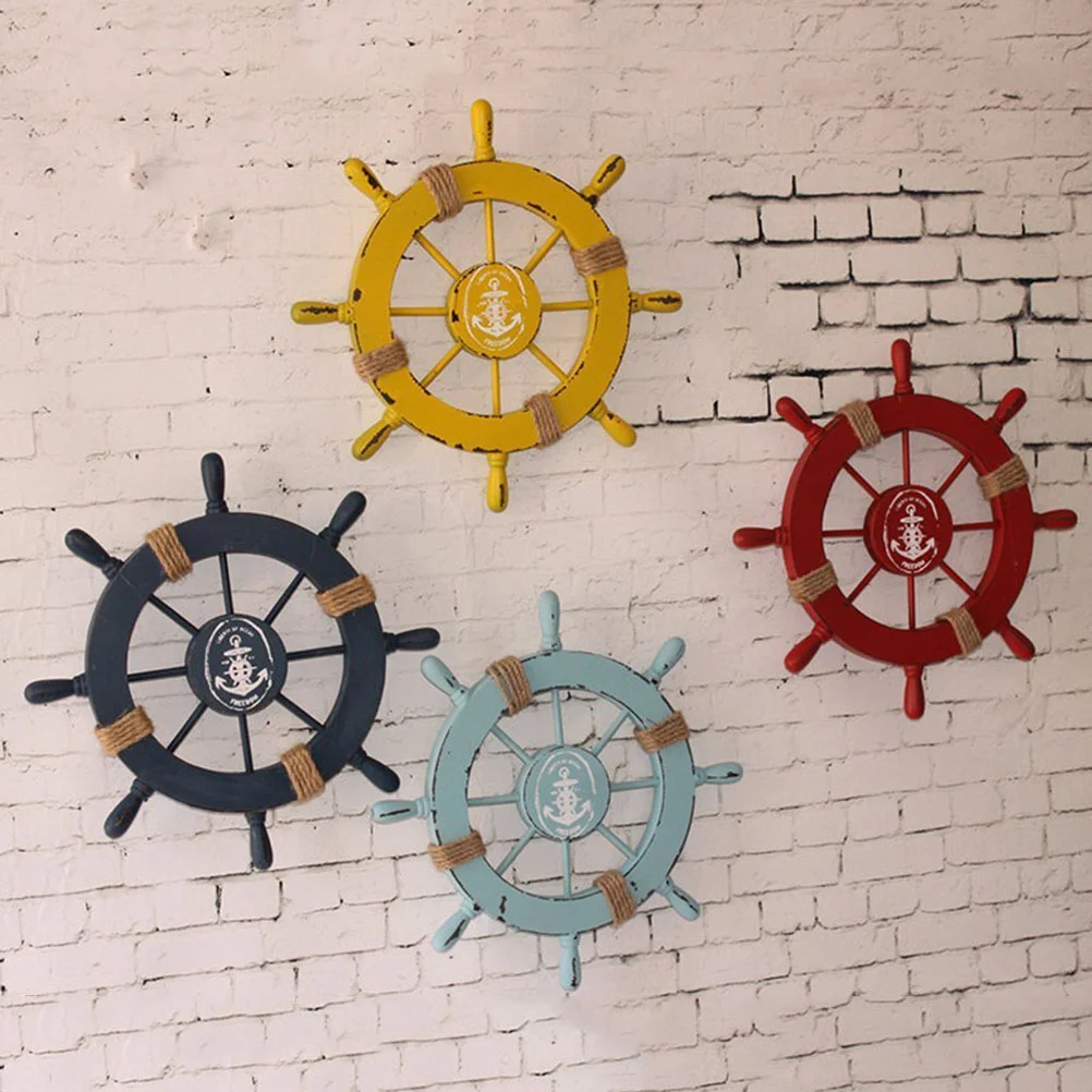 

Wheel Decor Ship Nautical Wall Wooden Steering Beach Boat Bathroom Home Decoration For Decorations Anchor Fishing Net Art Pirate