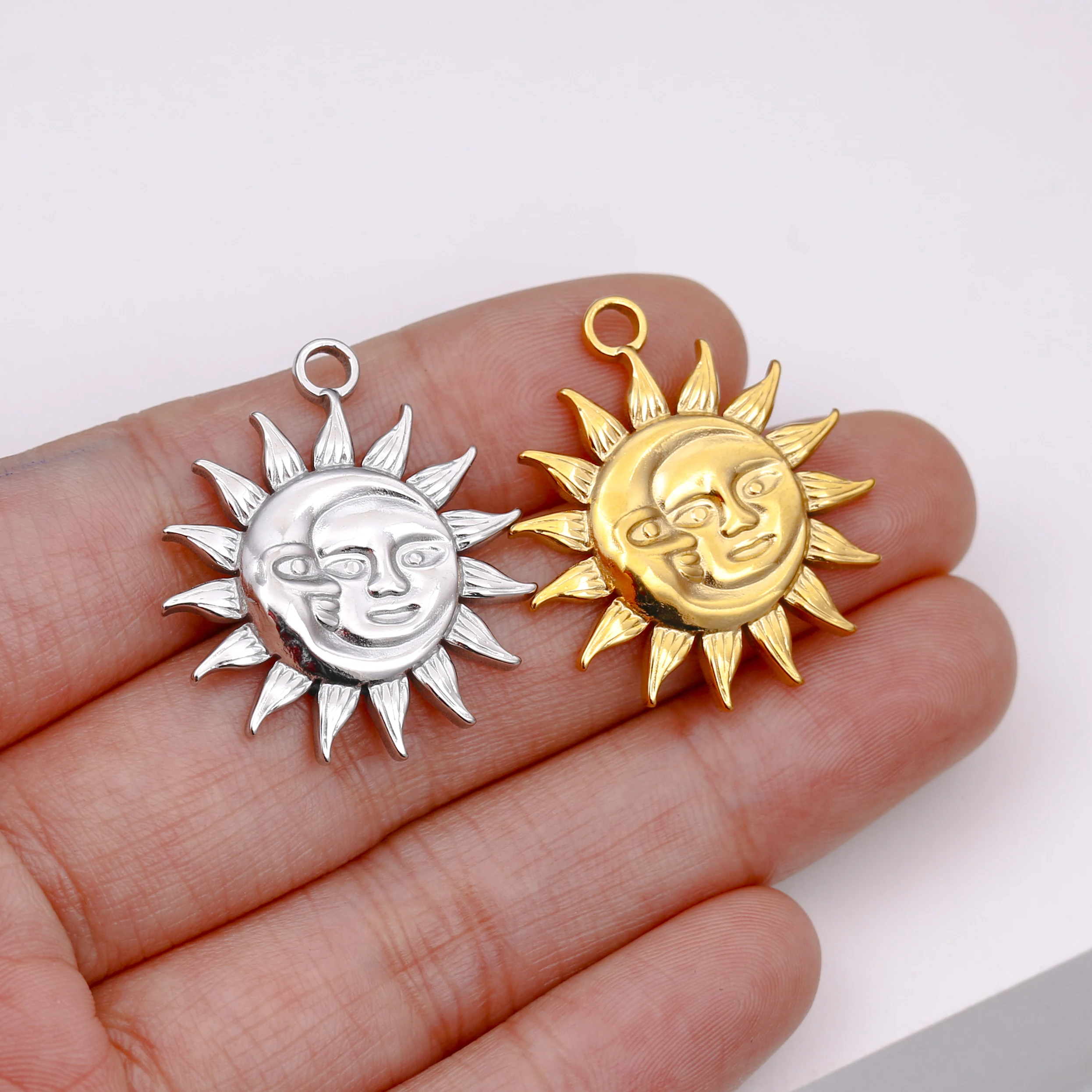 3PCS Edelstahl Unregelmäßige Geometrische Sonne Anhänger Charms Für DIY Halskette Armband Ohrringe Baumeln Charms Schmuck Zubehör – Detail 15