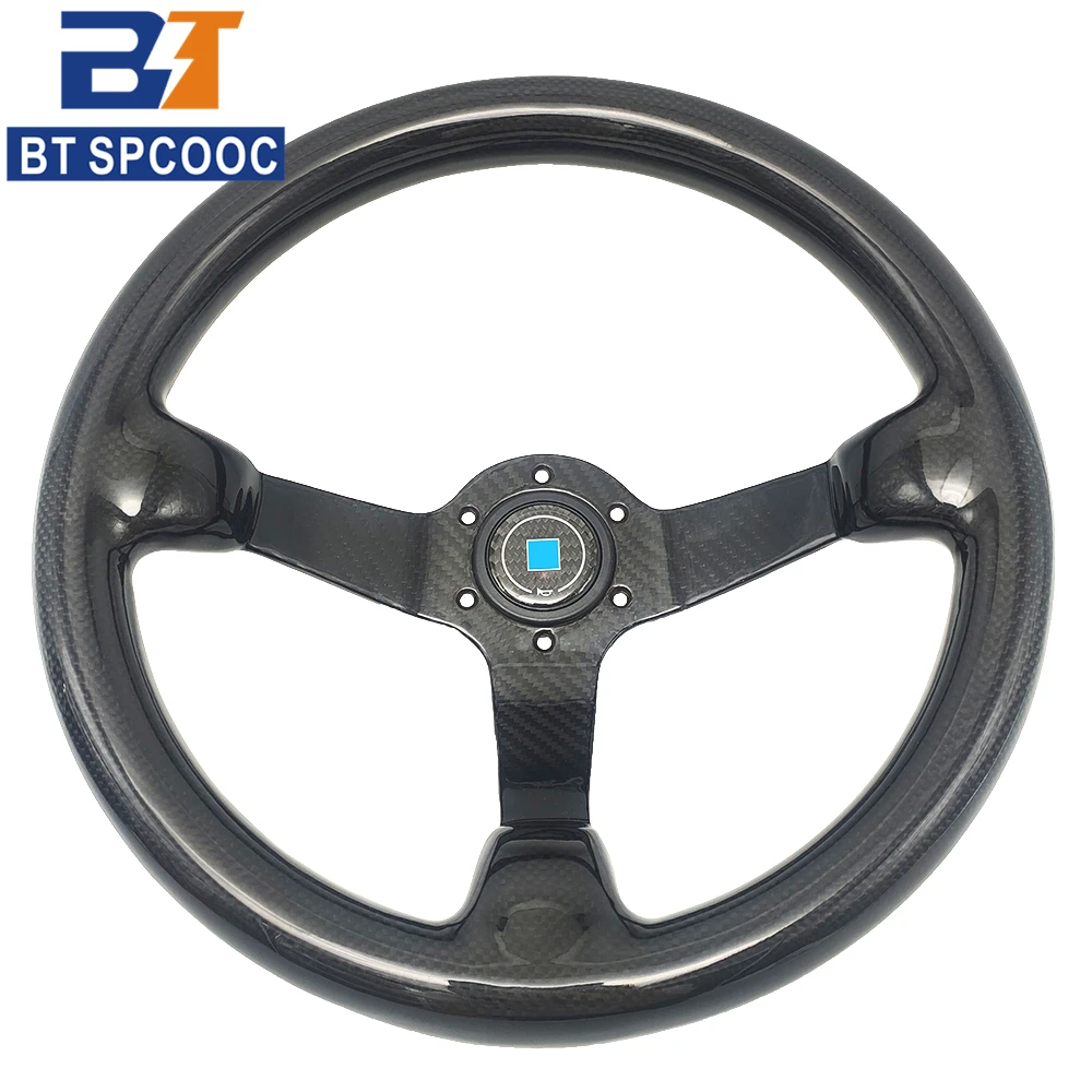 

Racing Steering Wheel Carbon Fiber 14inch 340mm Deep Dish Automobile Brigh Black