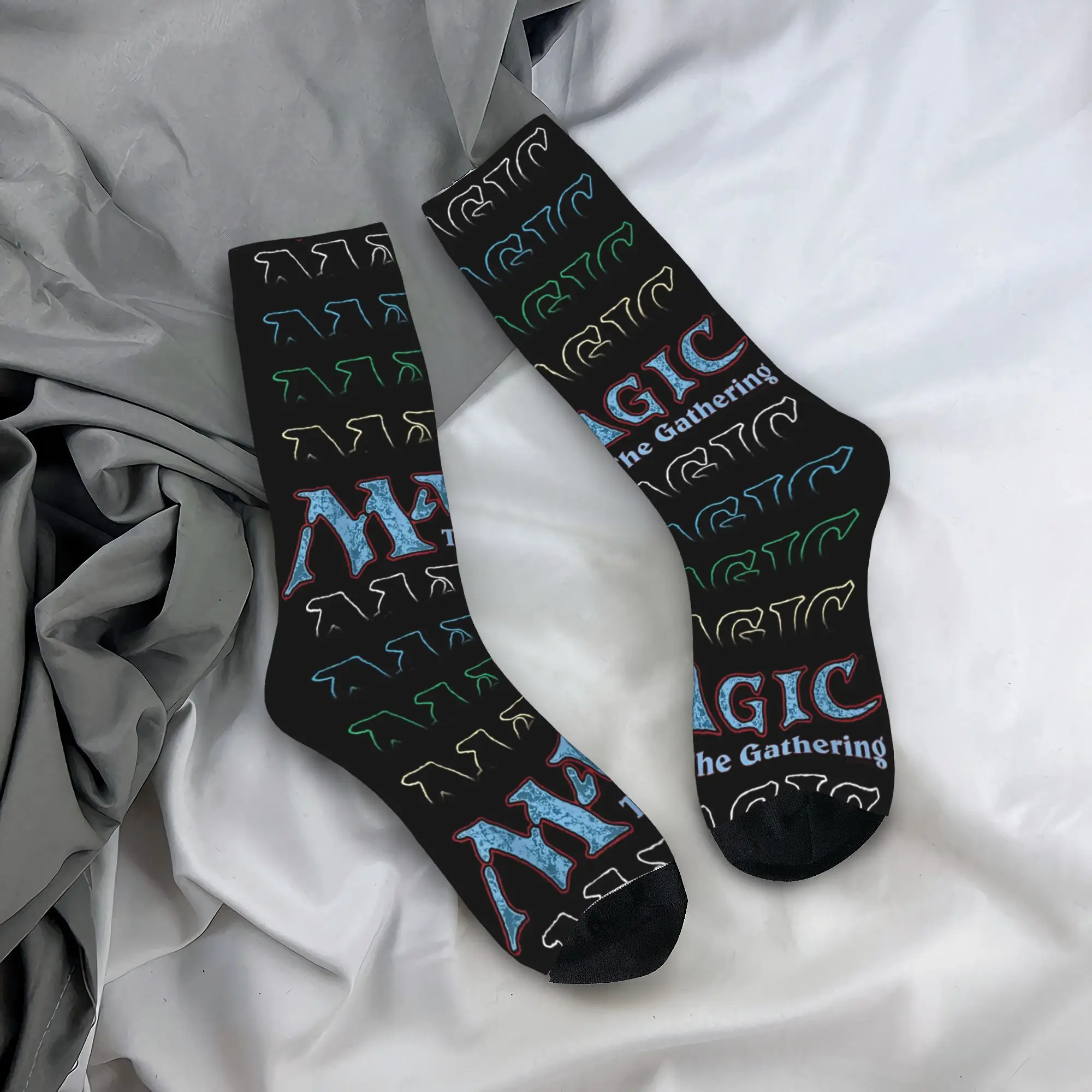 Magic Games Gathering MTG Socks Men's Women's Polyester Funny Happy Repeat of Retro Logo Socks Middle Tube Socks Gift Stockings