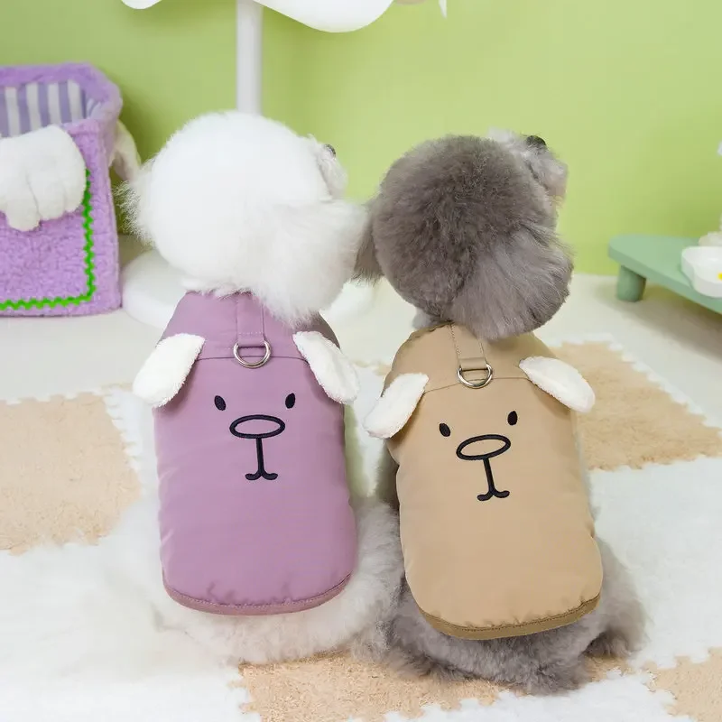 New Pet Clothes Floral Tractable Dog Coat Rabbit Plus Cashmere Warm Cat Clothes Fashion Design Bear Coat