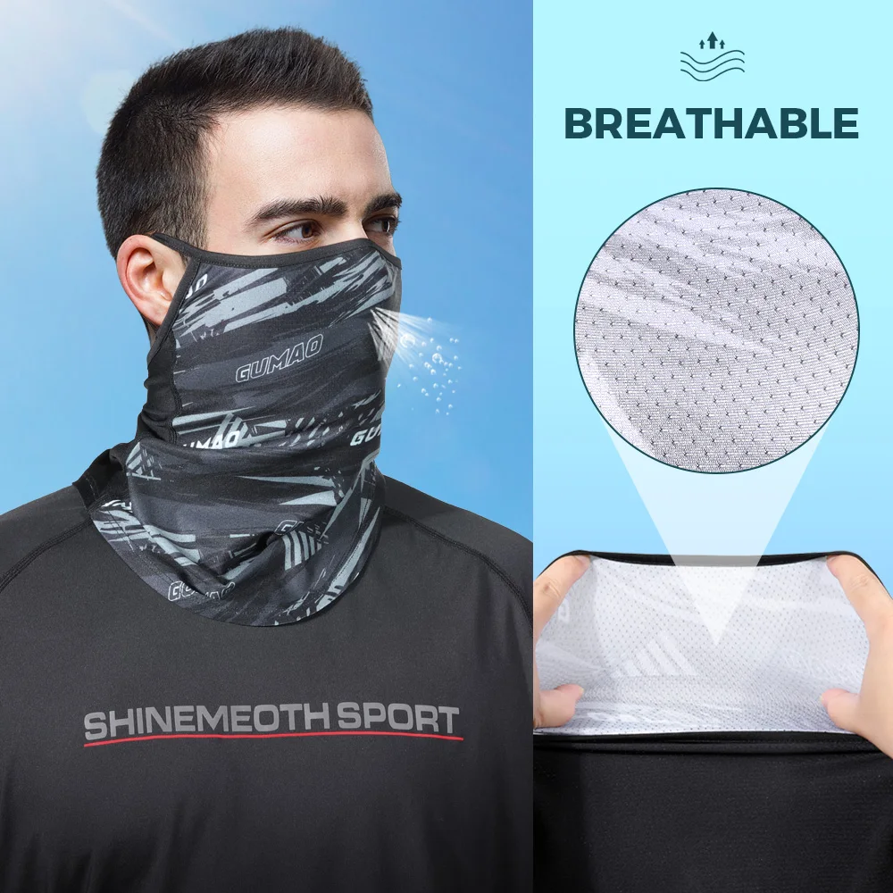 Ice Cooling Sunscreen Mask Women Men Summer Anti-UV Quick-dry Face Scarf Breathable Neck Protection Hanging Ear Loops Headband