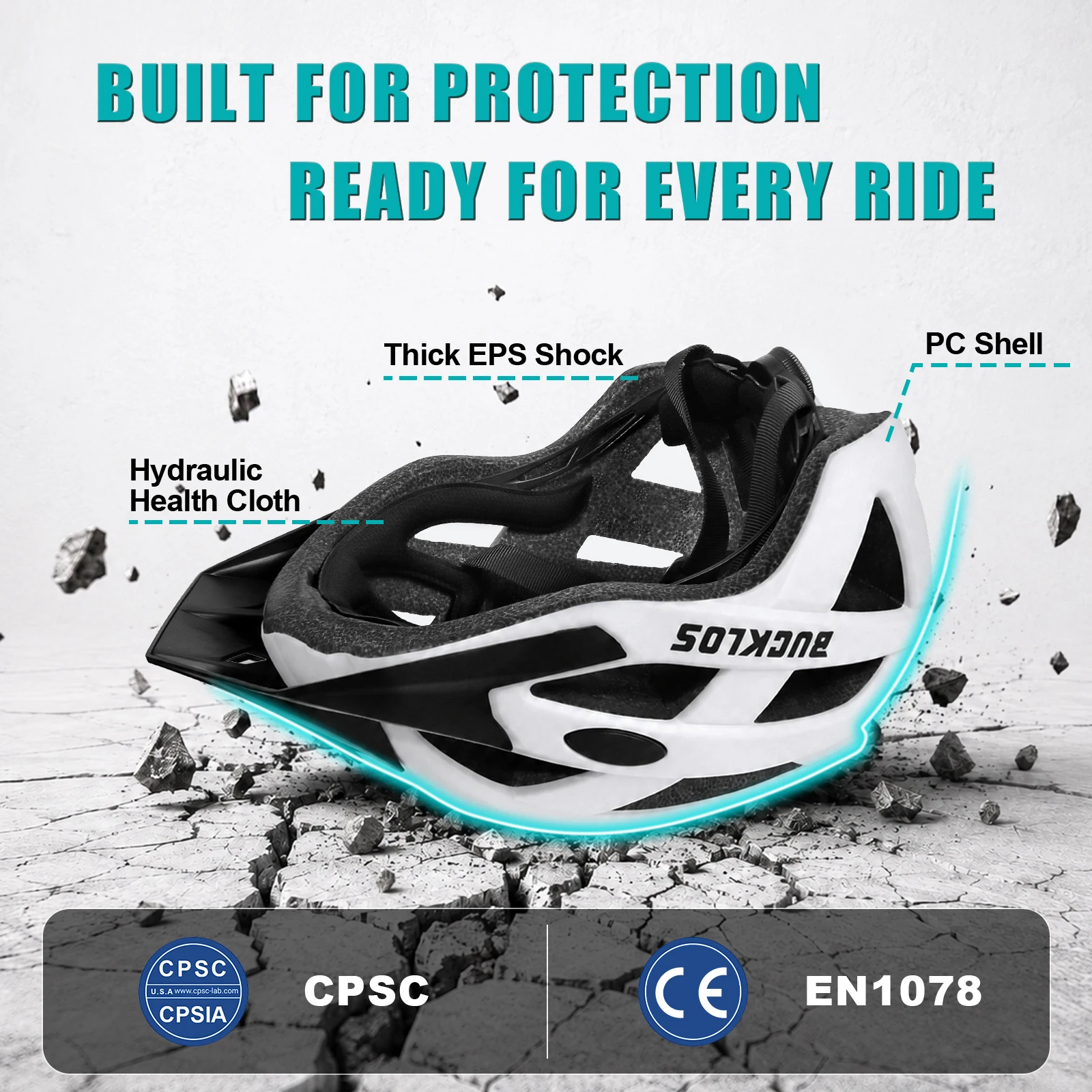 BUCKLOS Bicycle Helmet Lightweight Safety Man Women Profession Helmet Breathable General Sturdy Sport Helmet For 59-61cm Head