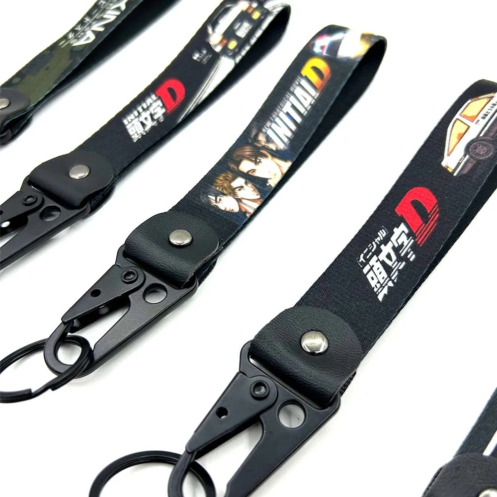 JDM Keyring Tags Initial D Fujiwara Tofu Shop Nylon Wrist key Strap keychain Auto Key Spring Clip Lanyard AE86 Auto Accessories