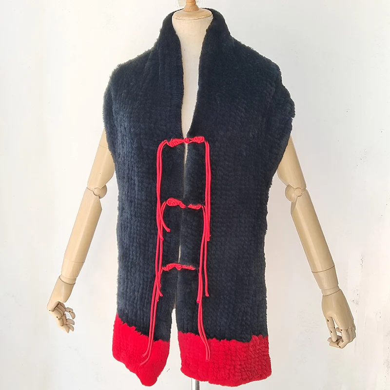 

2025 Winter Thick Warm Knitted Real Rex Rabbit Fur Shawl Big Size Luxury Soft Geuine Fur Wrap Scarf