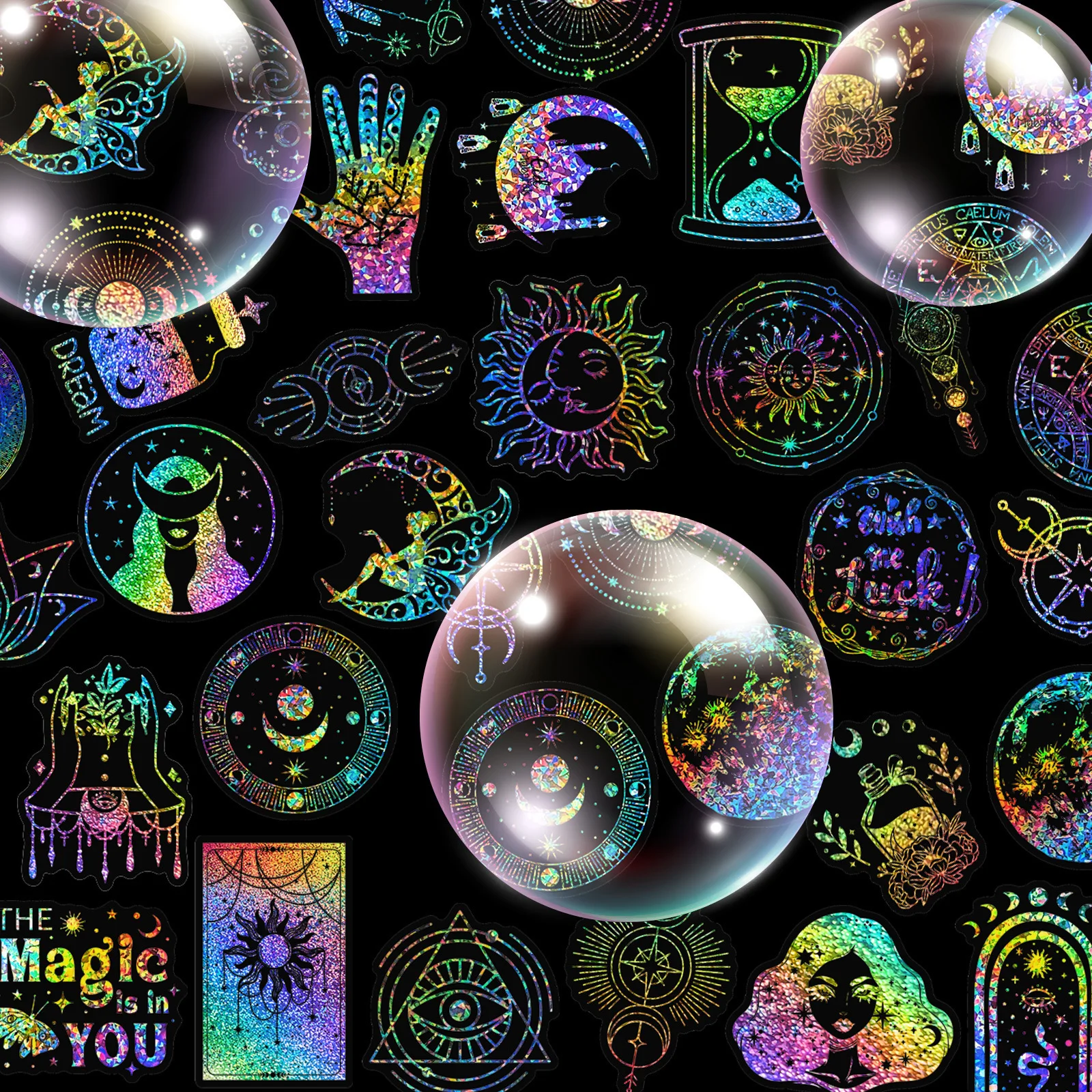 100 PCS 다채로운 레이저 매직 애완 동물 스티커 DIY 기타 Scrapbooking 가방 물병 전화 노트북 스케이트 보드에 대 한 미적