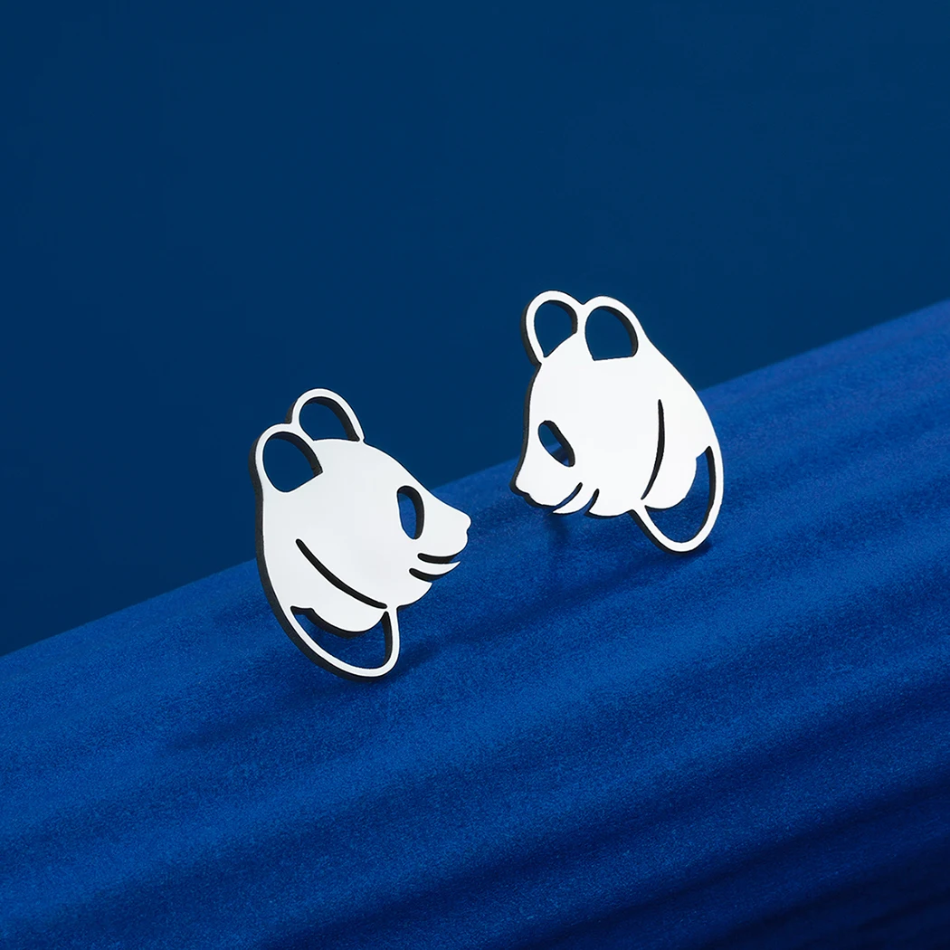 Chandler Panda Head Studs Animal Earrings Panda Earrings Ber Earrings Cute Panda Studs Panda Jewelry for Men and Women