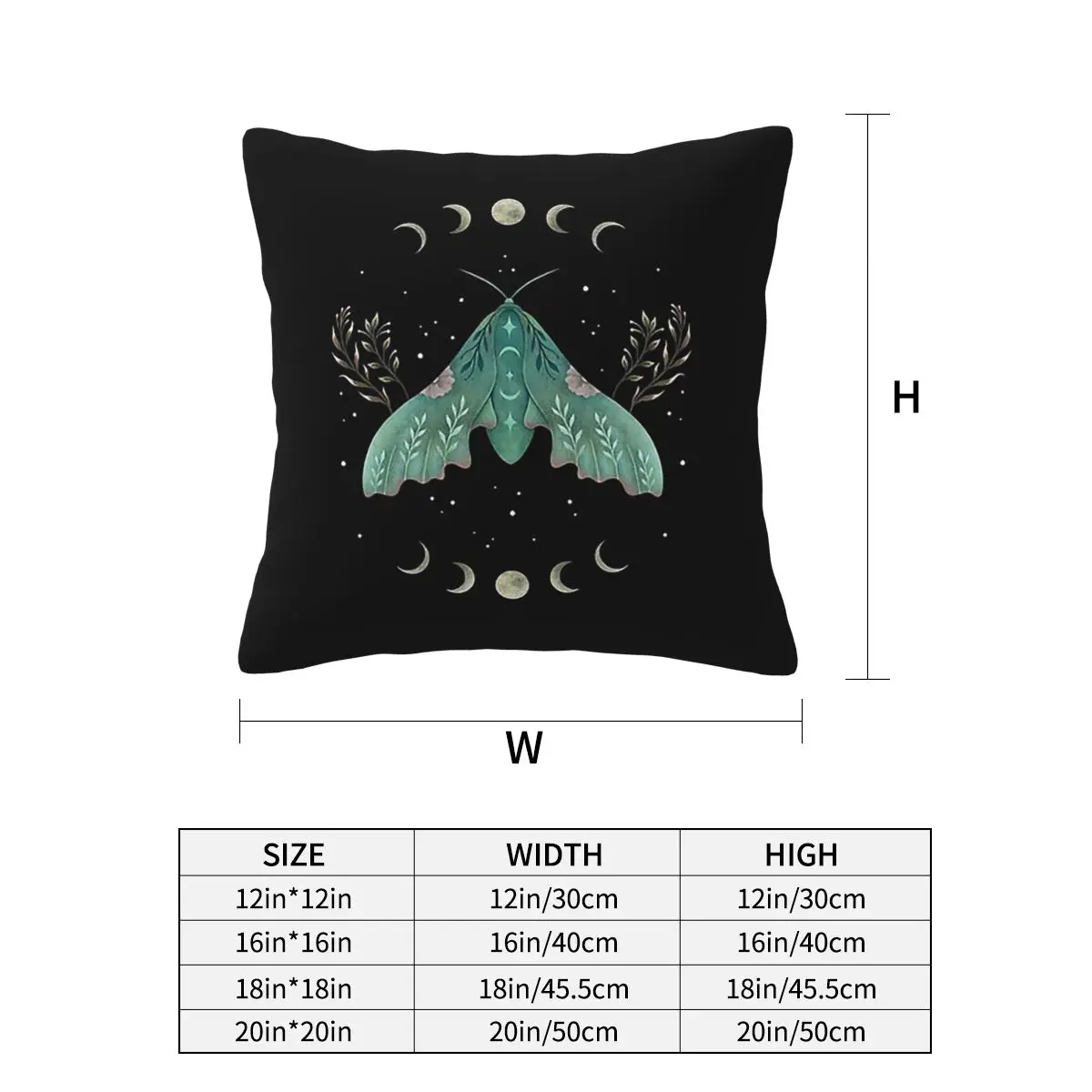 Luna And Moth Square Pillowcase Cushion Cover Pillow Case Throw Pillow Cover for Home Sofa Living Room