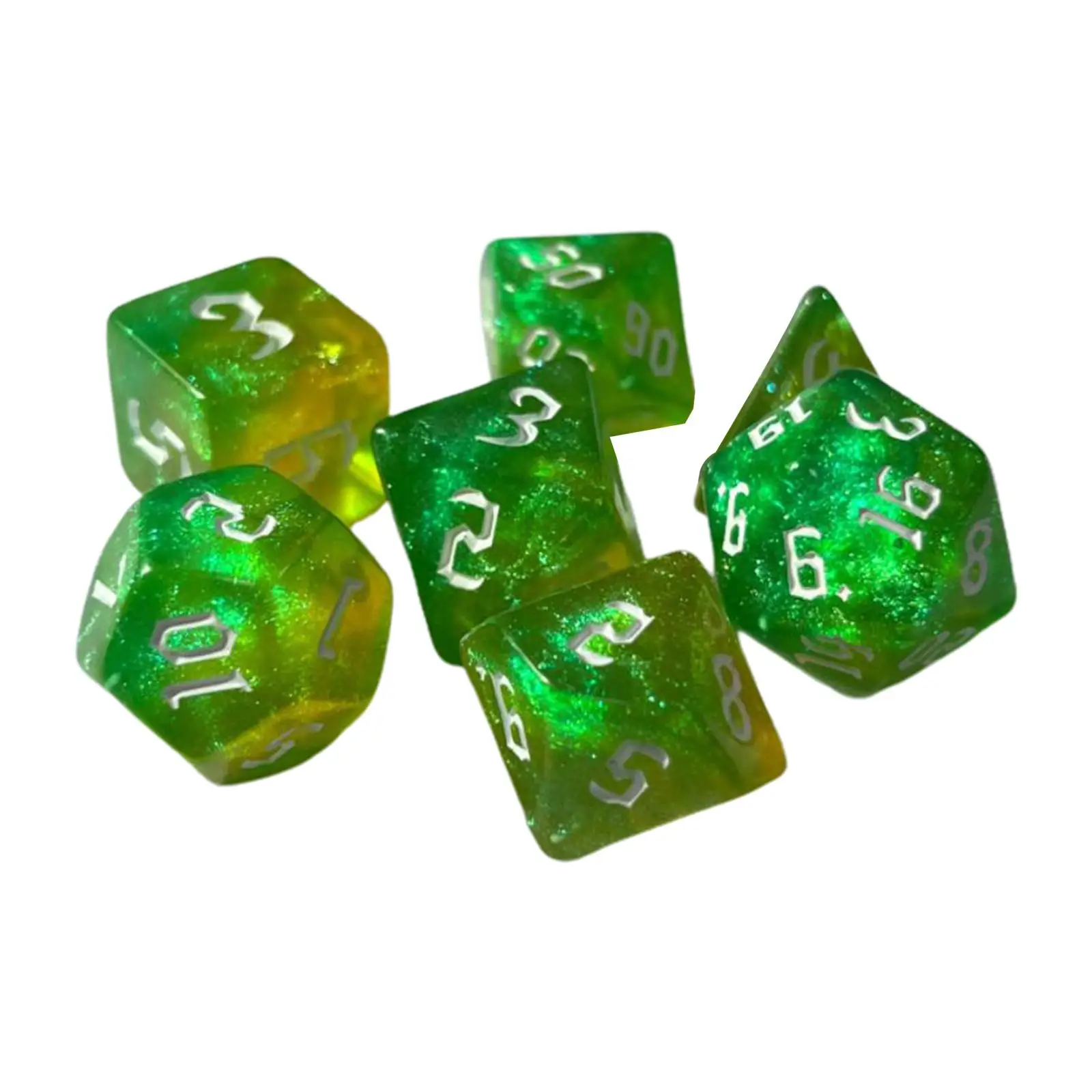 Colored Resin Role Playing Dice Set with Pouch for Board Games Math Teaching DND Party Favors