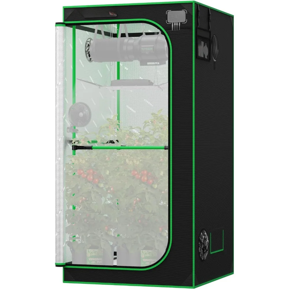 

PRO Grow Tent, with Thick 1 inch Poles, Strengthened High Reflective Mylar Oxford Fabric, Extra Hanging Bars & High CFM Kit