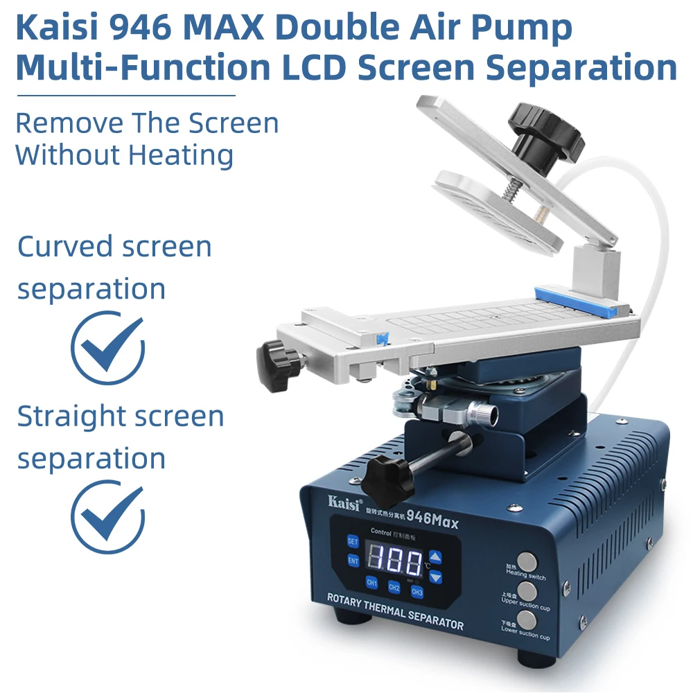 Kaisi 946 MAX Double Pump LCD Screen Separator Rotation Curved Screen Separate Glue Remover Machine Heat-Free Disassembly Repair