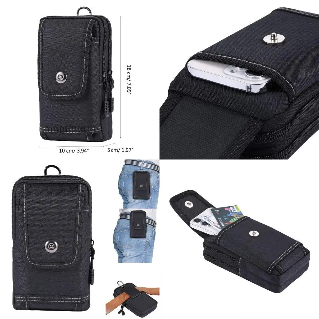 

D46D Men Vintage Oxford Cloth Belt Bag Multifunctional Carrying