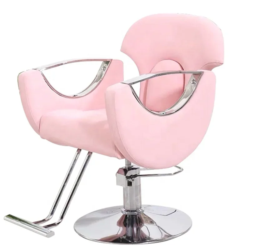 Pink Beauty Hairdressing Hydraulic Shop Reclining Hair Equipment Chair Beauty Salon Salon Furniture Stylish Chair