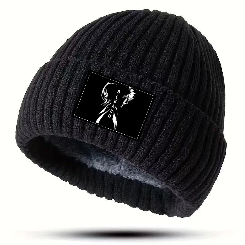 New Cartoon B-Bleach Cute Design Winter Knit Hat for Adult Men's Women's Student Fashion Outdoor Warm Acrylic Hat Birthday Gift