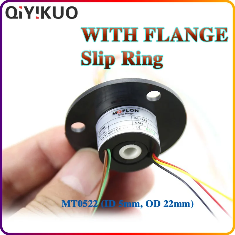 Slip Ring Inner Hole 5mm, Outer Diameter 22mm, 2, 4, 6 Paths, Each 2A Conductive With Flange QIYIKUO