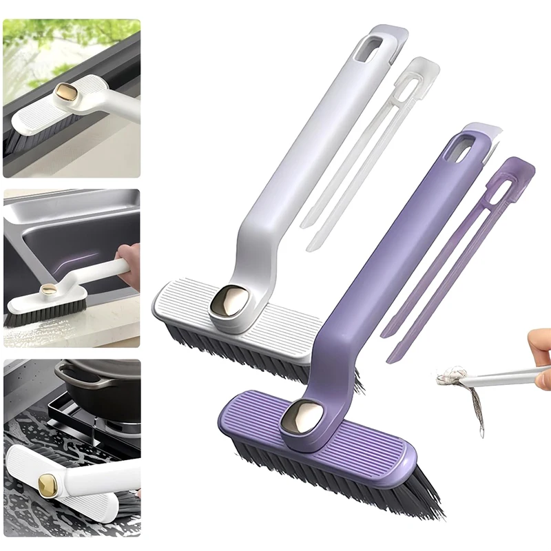 Rotating Multifunctional Crevice Cleaning Brush With Stiff Bristles Two-in-one Bathroom Tile Floor Crevice Brush Cleaning Tool