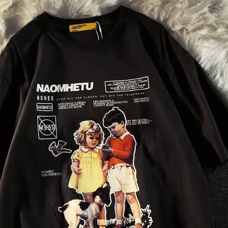 Oversized T Shirt Aesthetic Graphic Top Damaged Vintage Hip Hop Long Sleeve T Shirt Streetwear Harajuku Graphic T Shirts