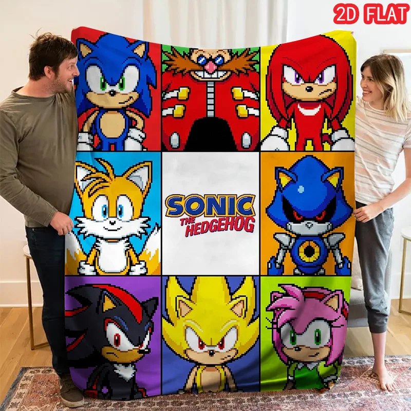 Couverture en flanelle confortable et respirante Sonic, pour toutes les saisons, fournitures ménagères, entretien simple, cadeau d'anniversaire idéal pour les proches THW