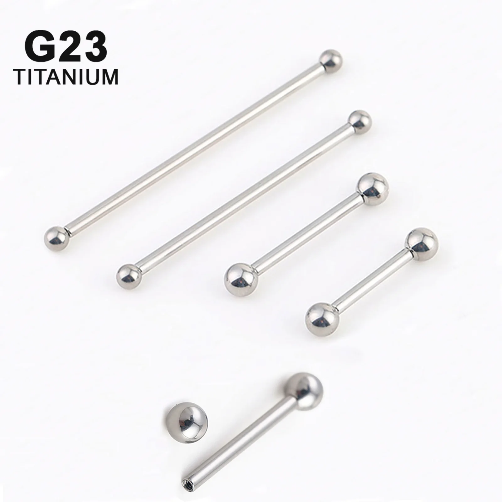 

1PCS 14G ASTM F136 High Polish Titanium Internal Thread Straight Long Piercing Industrial Barbell Nipple Body Jewelry
