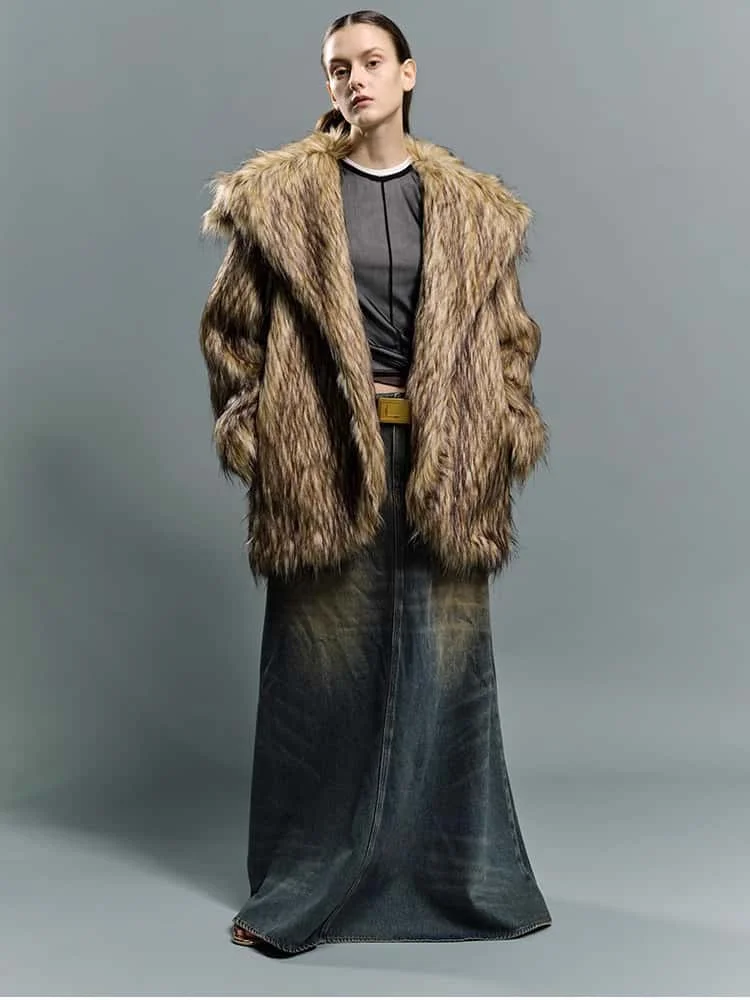 2023 Nieuwe Luxe Voor Vrouwen Nepbont Jassen Jas Grote Revers Lange Mouw Mode Herfst Winter Dikke Pluizige Uitloper streetwear