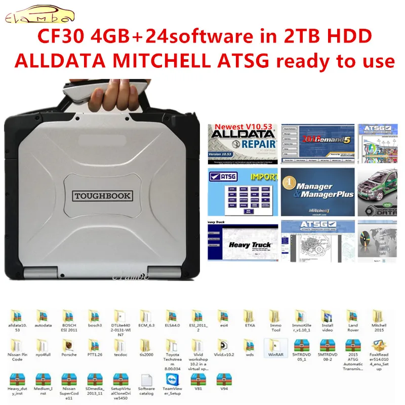 

2024 hot auto repair software Alldata software10.53 mit.ell ATSG 24 in 2TB HDD install well For P.anasonic cf30 laptop reay use