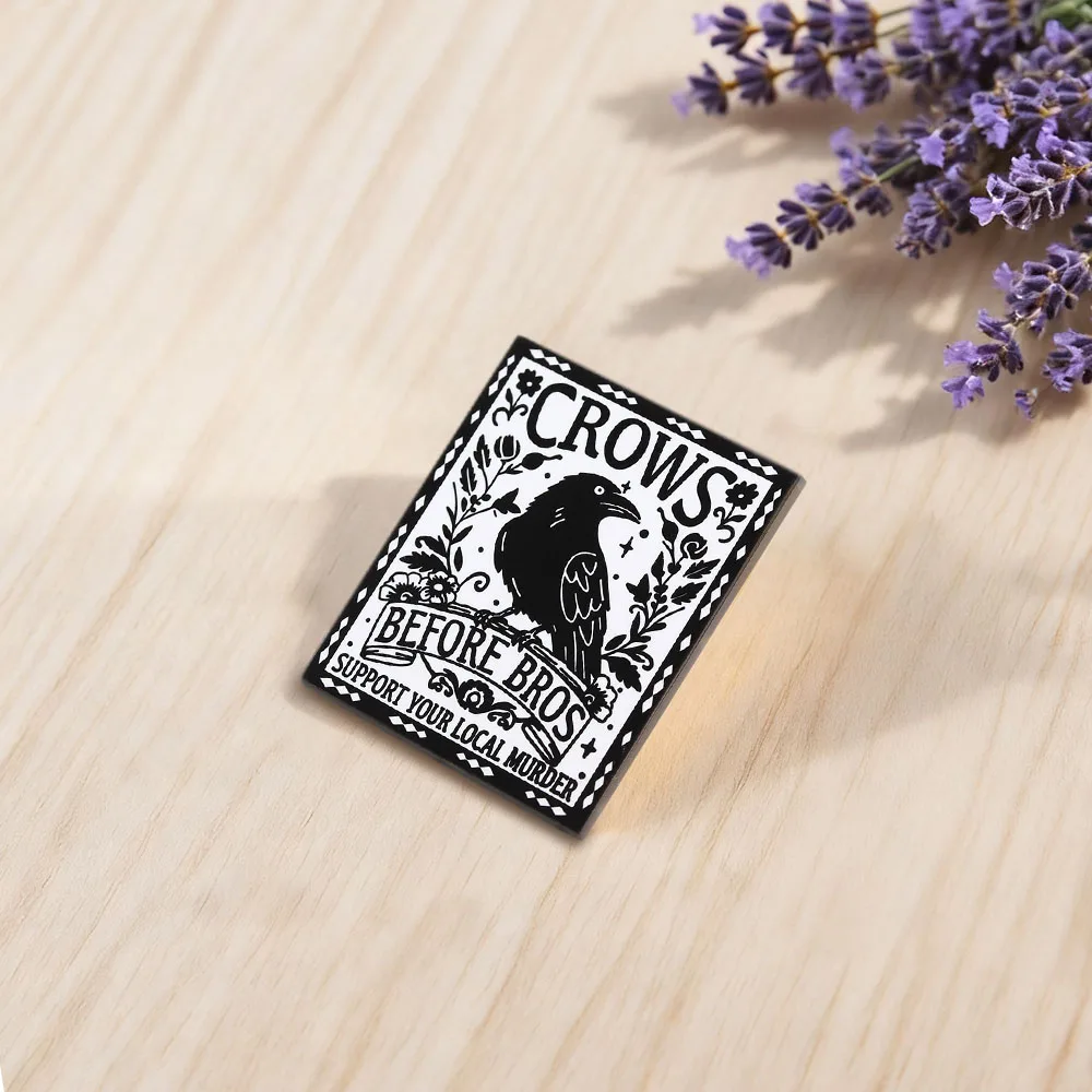 Vintage Crows Before Bros Brosche Unterstütze Deine Lokalen Mörder Gothic Emaille Anstecknadel Bevorzugt von Freundinnen Punk Gothic Fans Geschenk – Detail 7