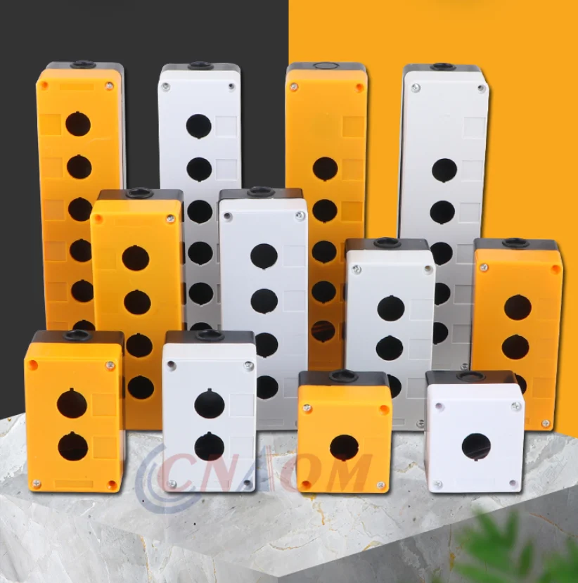 1Pc Gray Yellow Waterproof button box switch control box 1 2 3 4 5 hole industrial switch indicator box 22mm mounting hole