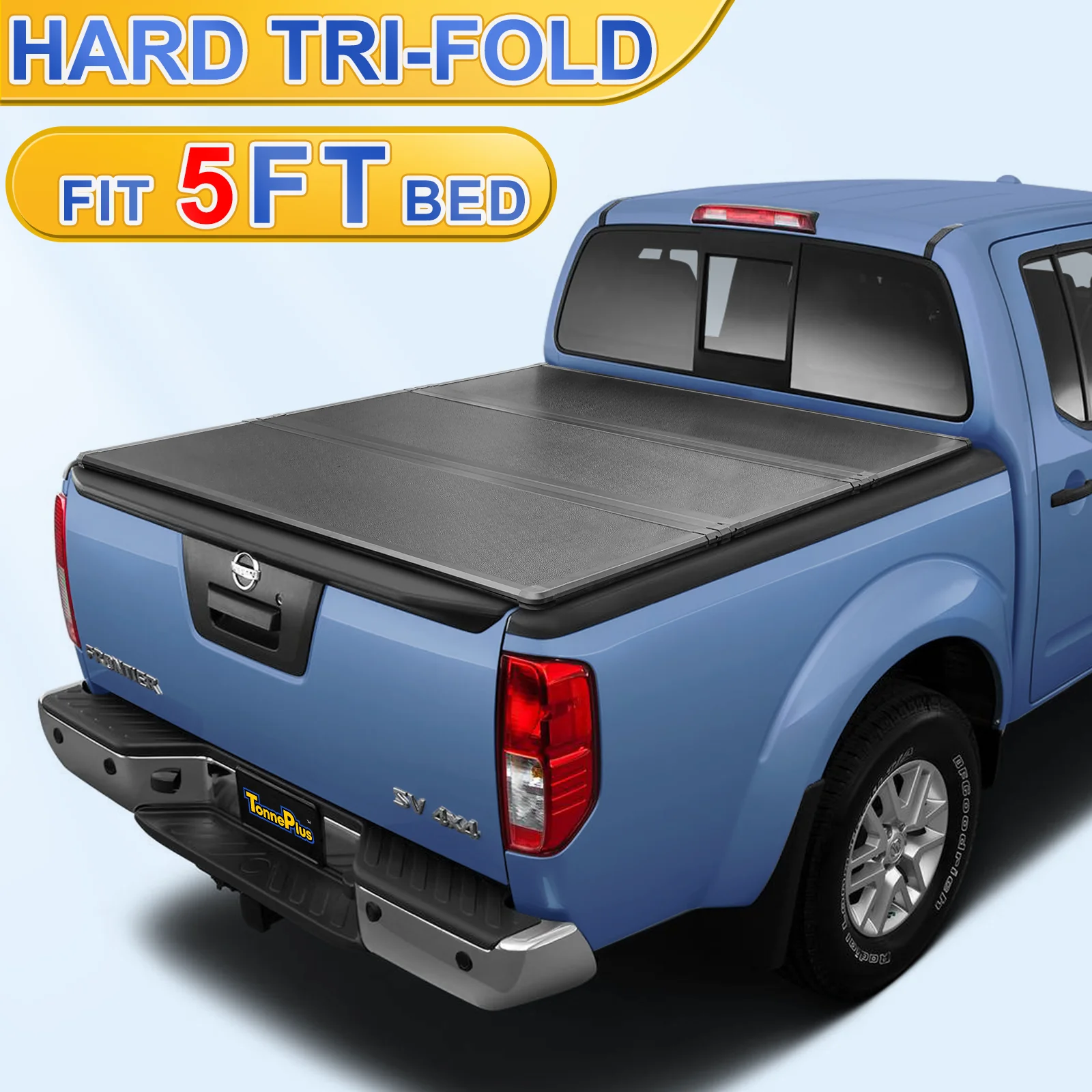 

TonnePlus FRP Hard Tri-Fold Bed Tonneau Cover Truck Bed Covers for 2005-2024 Nissan Frontier & 2009-2012 Equator 5FT Bed 59.5"