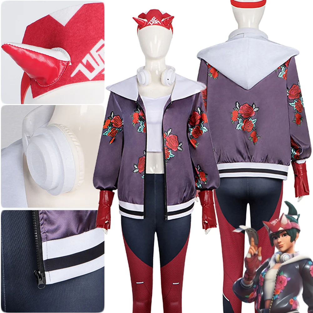 Game OW 2 Kiriko Cosplay Fantasy Clothing Headgear Anime Women Costume Disguise Halloween Adult Female Roleplay Party Outfits