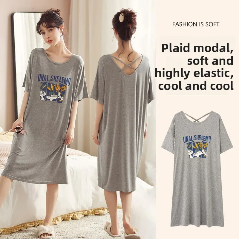 

Modal Summer Nightdress Sleeveless Lightweight Lounge Dress for Women Oversized Midi Length Nightgown Home Wear Modern Simple