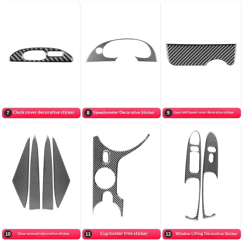 

For Ford Mustang 01-04 Carbon Fiber Dashboard Gear Shift Window Switch Cover Interior Decoration