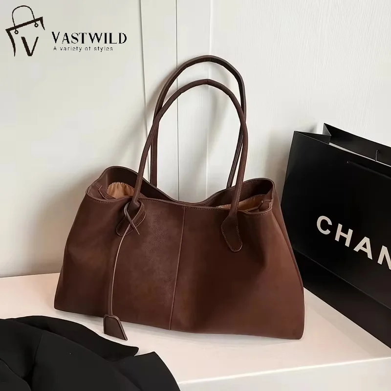 

Elegant Faux Suede Handbags Women England Style Solid Casual Totes Large Capacity Designer Shoulder Bags Lady Retro Female Bags