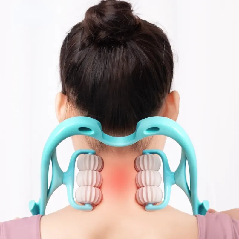 

Neck Massager Therapy Neck and Shoulder Dual Trigger Point Roller Self-Massage Tool Relieve Hand Pressure Deep Massage