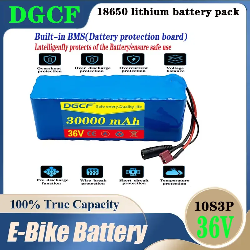 10S3P Battery Customizable plug Rechargeable Lithium Battery pack 36V30Ah 18650 200W Scooters and Vehicles with BMS bicycle