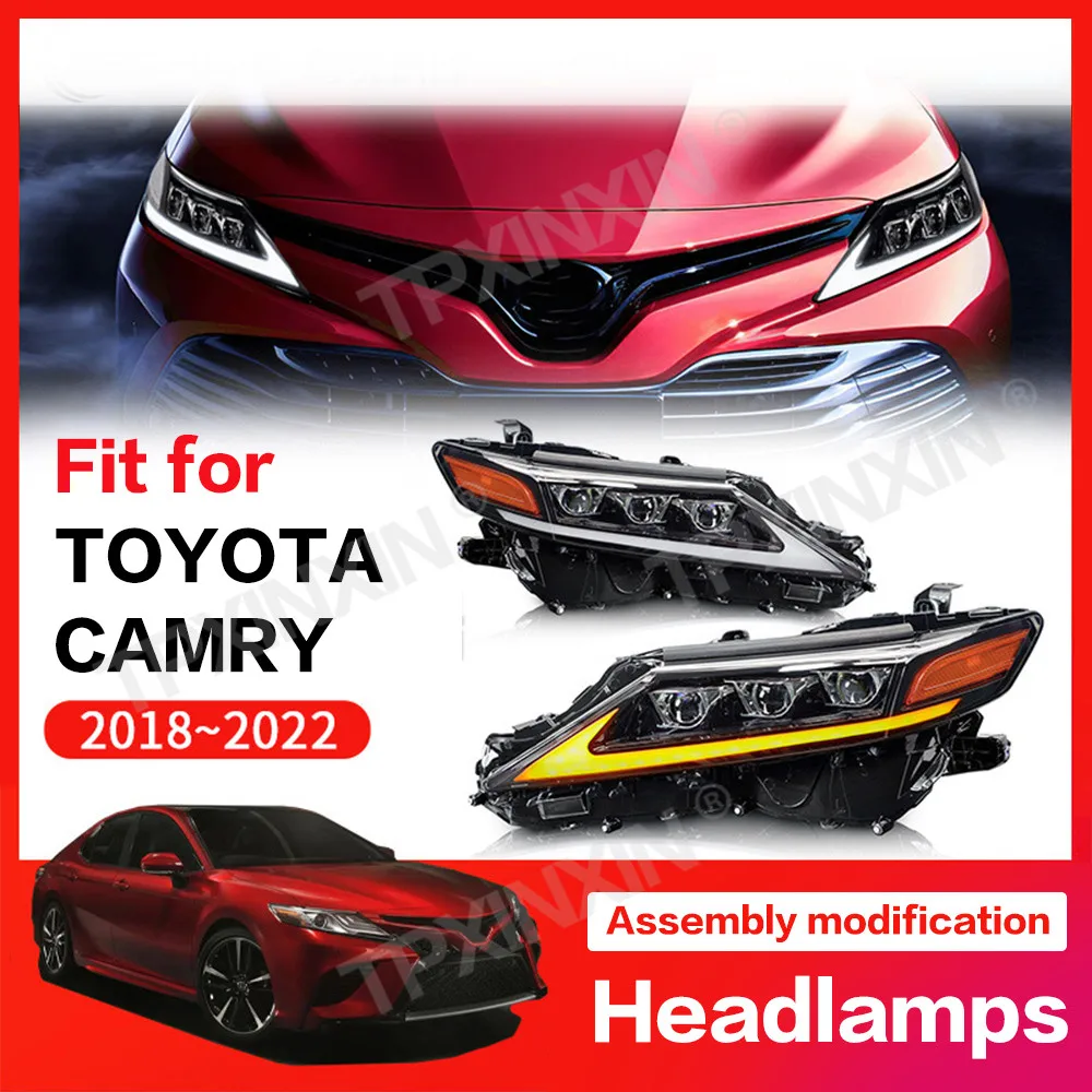 

Автозапчасти премиум-класса для Toyota Camry 2018-2022, светодиодная фара, Двойное Видение, объектив в сборе, Высококачественная установка, автомобильный Головной блок