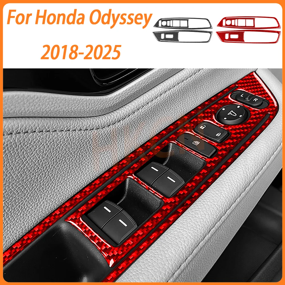 

2PCS Carbon Fiber Car Window Switch Lifter Control Panel Frame Decoration Refit Trim Sticker For Honda Odyssey 2018-2025