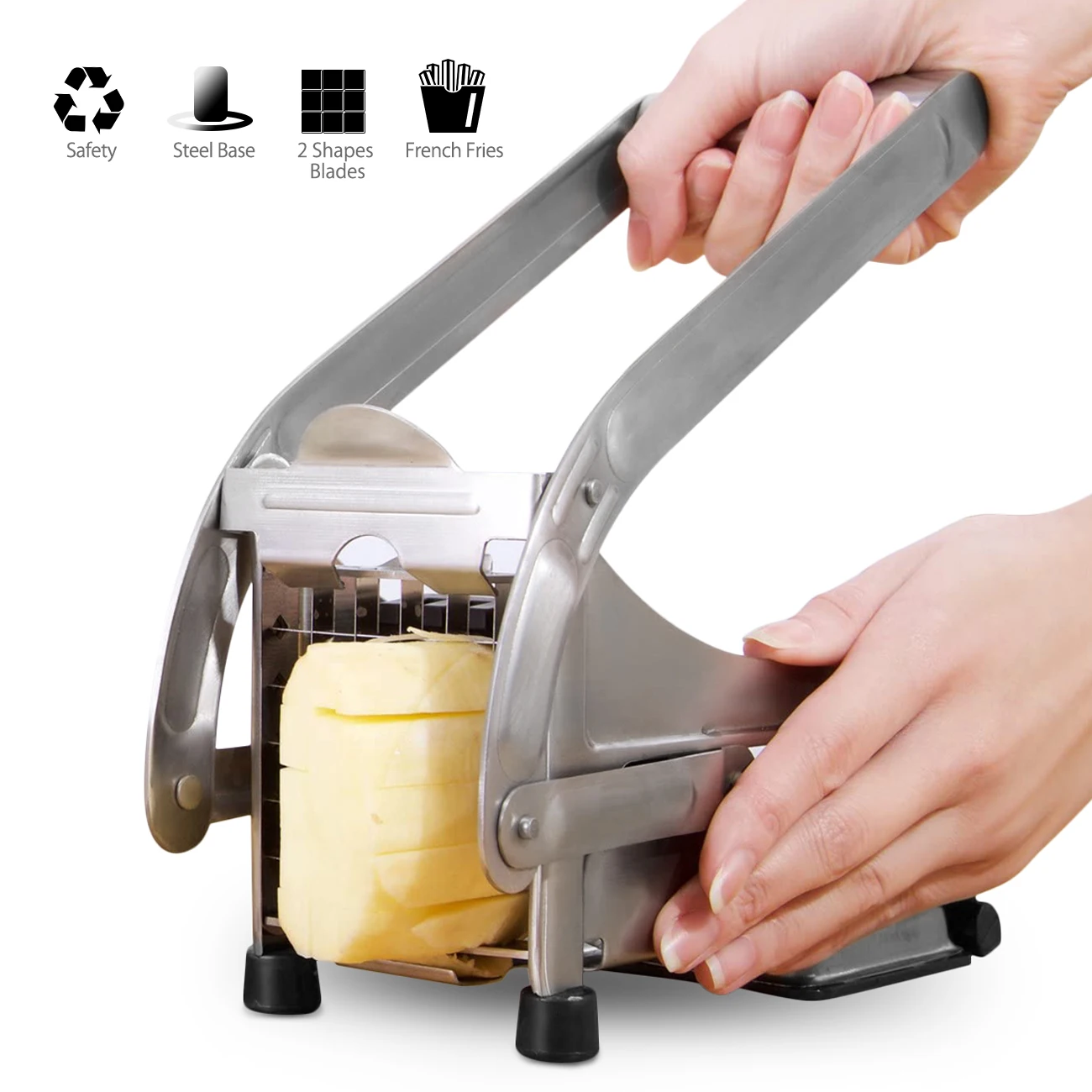 

2 Blades Sainless Steel Potato Chip Making Tool Home Manual French Fries Slicer Cutter Machine French Fry Potato Cutting Machine