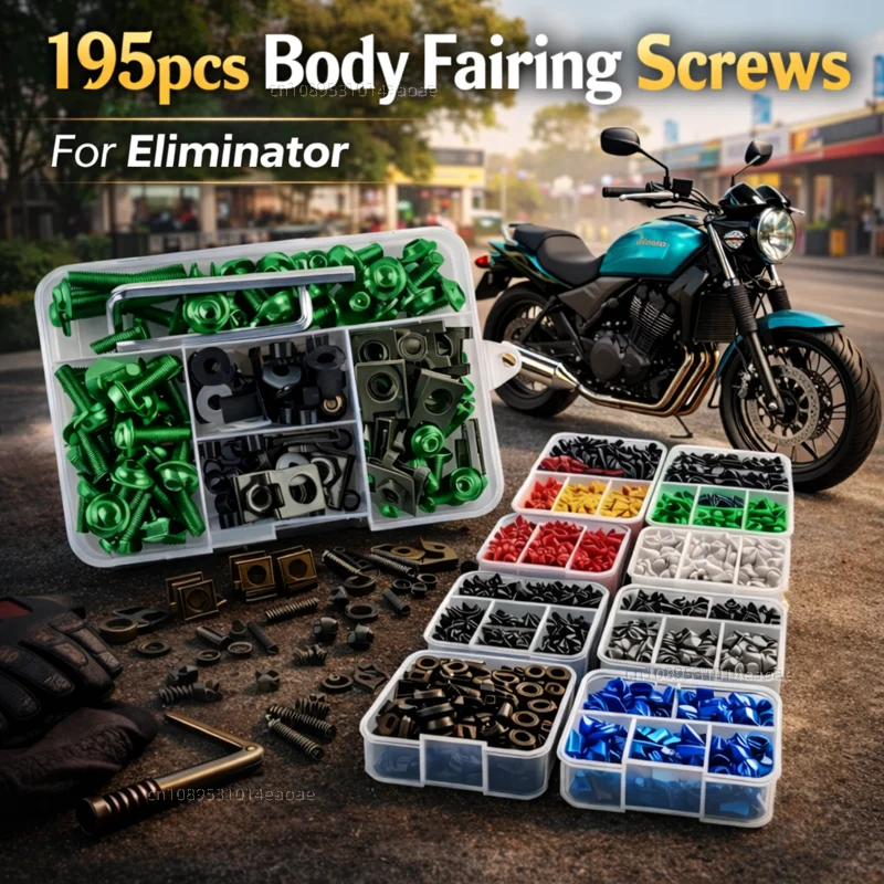 

195pcs Motorcycle Fairing Bolts Body Screws Nuts For eliminator 500 eliminator 500 se Kit Aluminum CNC Fasteners Clips Set