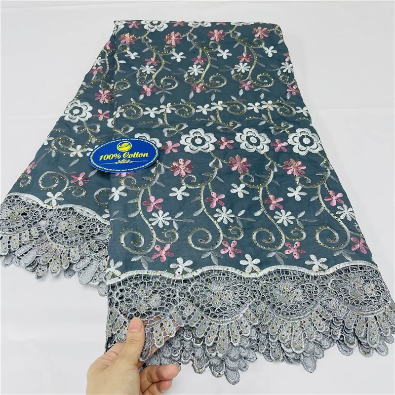 

5 yard Swiss lace fabric heavy beaded With stones embroidery African 100% cotton Swiss voile lace popular Dubai style 29L087171