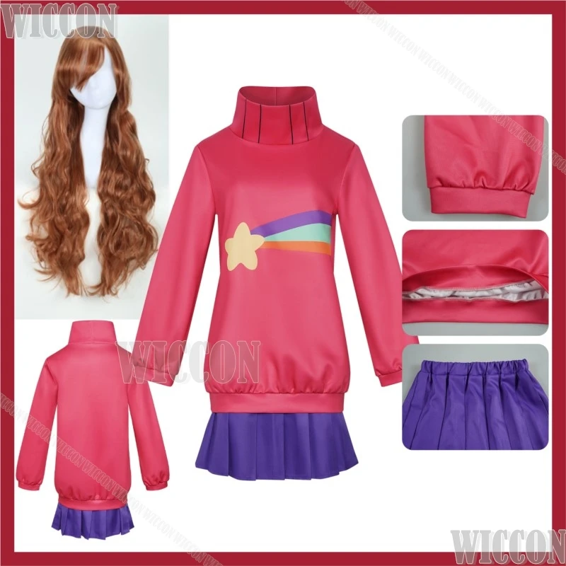 

Mabell Аниме Фолз Косплей Милая Маленькая Девушка Полный Комплект Костюм Красный Розовый Фиолетовый Юбка Коричневый Вьющийся Длинный Парик Хэллоуин Карнавальный Опора Cos