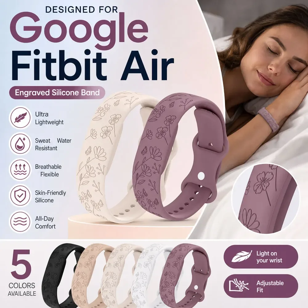 Silicone Band for Google Fitbit Air Band Soft Breathable Fitness Tracker Replacement Wristband for Google Fitbit Air Accessory
