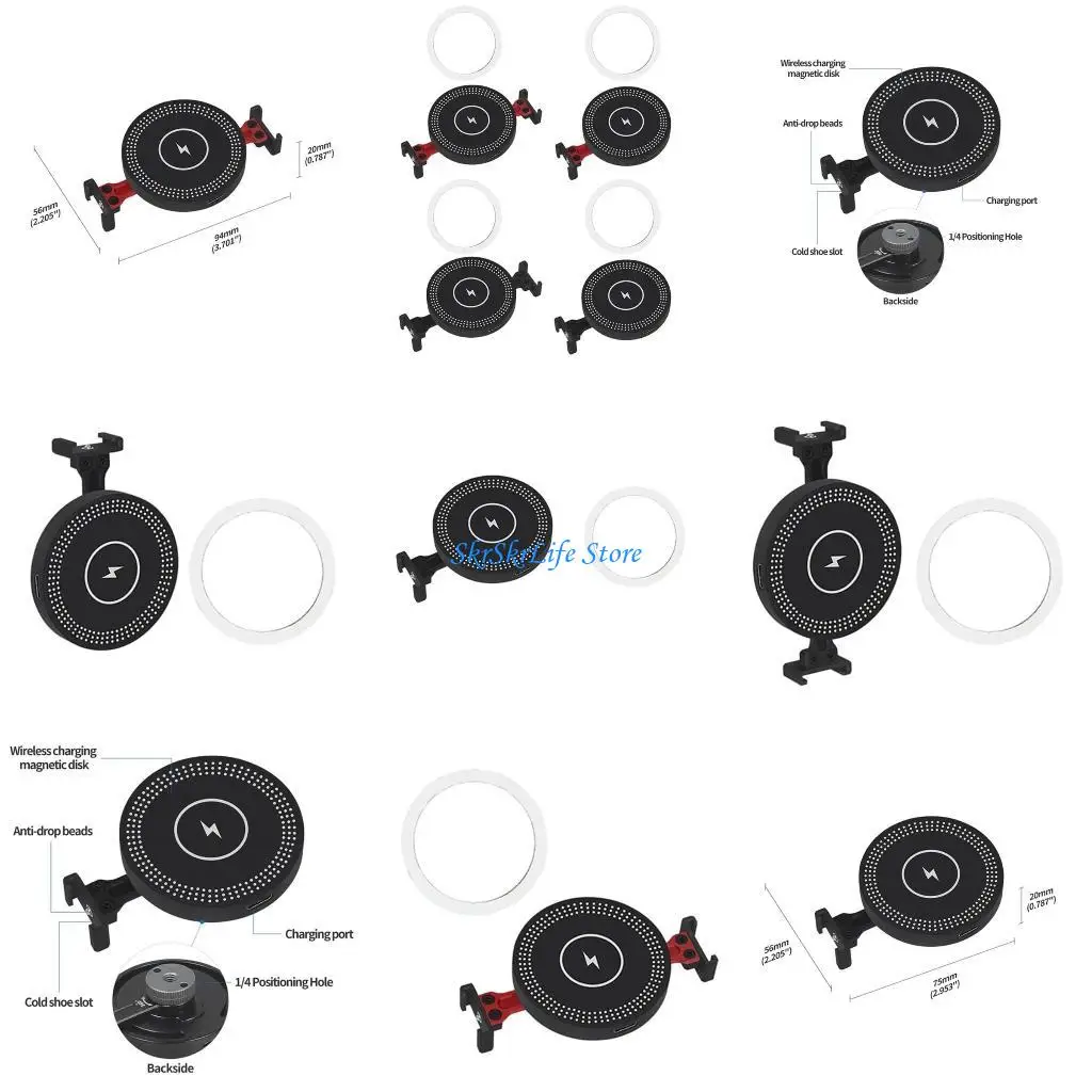 

E65E 15W Wireless Car Chargers Mount 15W Fast Charging Phone Holder Stand with Cold Shoe Phone Charging Station