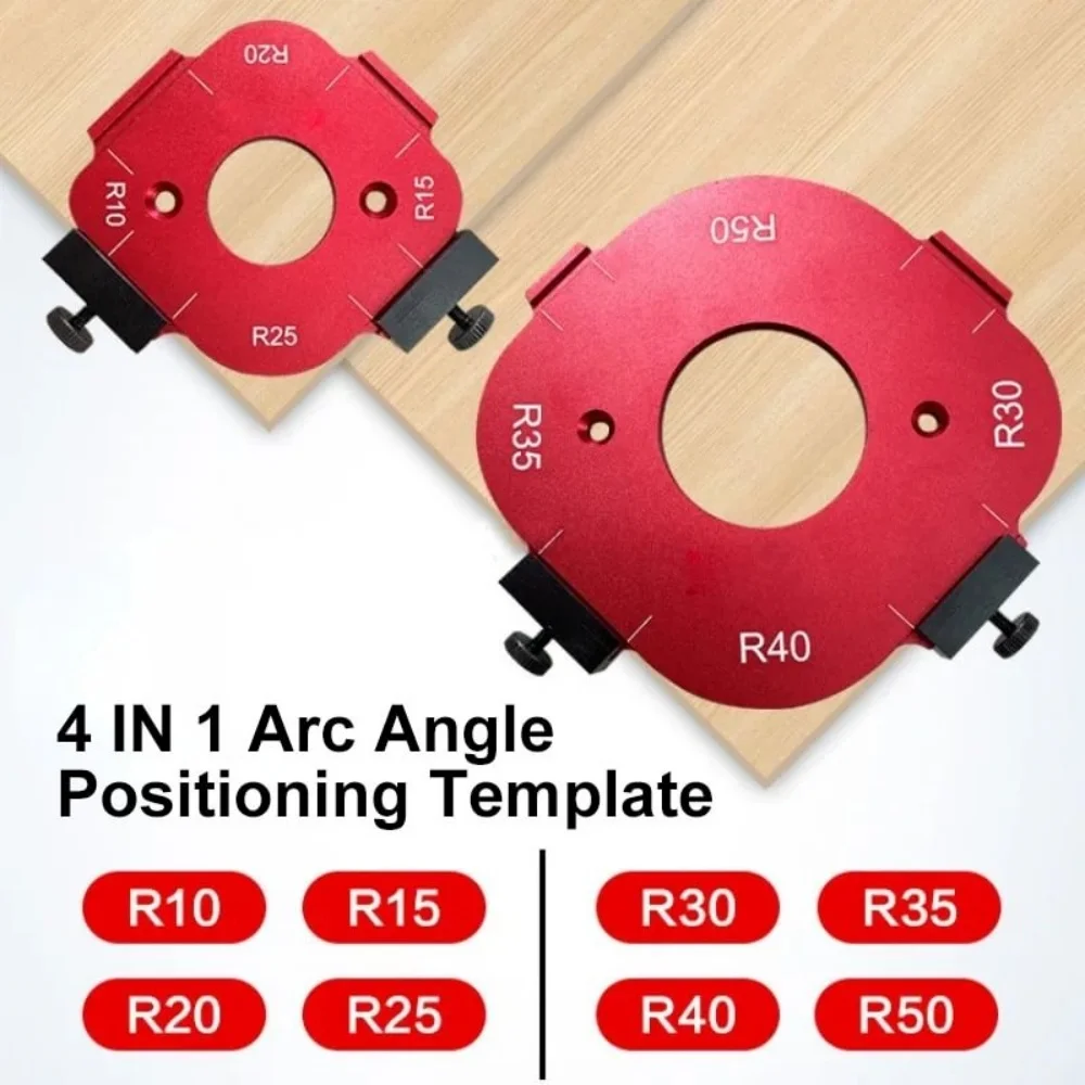 4 in 1 Angle Positioning Template Woodworking Router Templates R10-R50 Radius Jig Woodworking Router Slotting Woodworking Tools