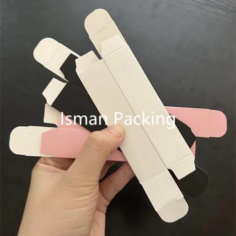 50Pcs W25*H87mm luxury square cosmetic pink white black lipstick lip gloss packaging foldable paper box for liquid lipgloss